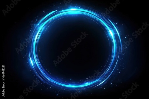 Wallpaper Mural blue circle light frame on black background.Blue light effects on round placeholder for your text on dark background.a blue glowing circle.for futuristic or technology-themed designs. Torontodigital.ca