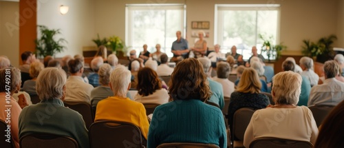 A town hall meeting about retirement savings and social security with seniors in attendance emphasizing public policy impacts