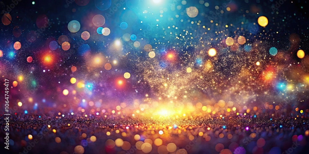 Abstract background of glowing magic dust particles with bright bokeh dots and a beautiful nebula , magic dust, particles Abstract background of glowing magic dust particles with bright bokeh dots and a beautiful nebula , magic dust, particles