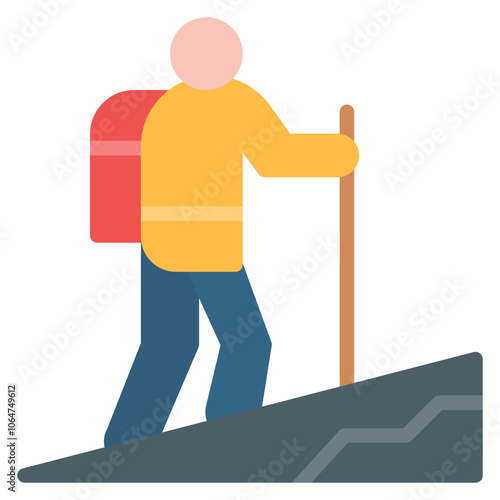 Person Hiking icon vector image. Can be used for Trekking.