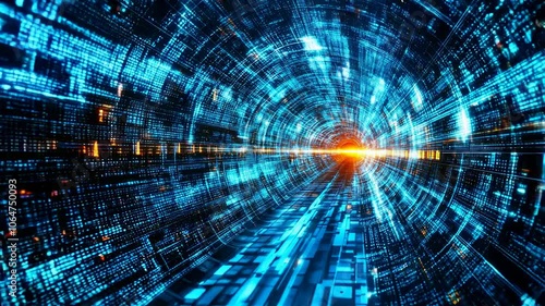 Digital Tunnel Of Cyberspace Background
