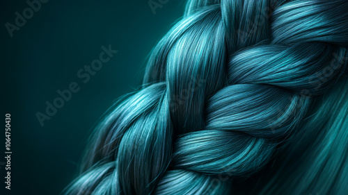 Closeup of a teal braided hairstyle