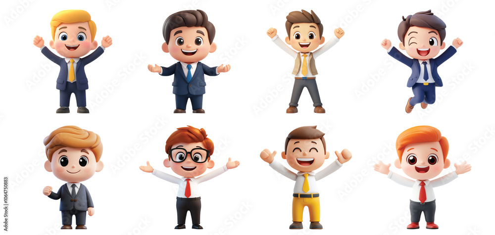 Pack of Happy business person set against transparent background for professional or cheerful business-related contexts Pack of Happy business person set against transparent background for professional or cheerful business-related contexts