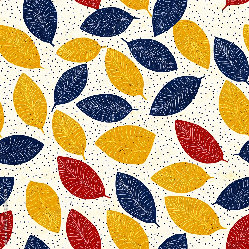 Colorful Seamless Batik Leaf Pattern Design Colorful Seamless Batik Leaf Pattern Design