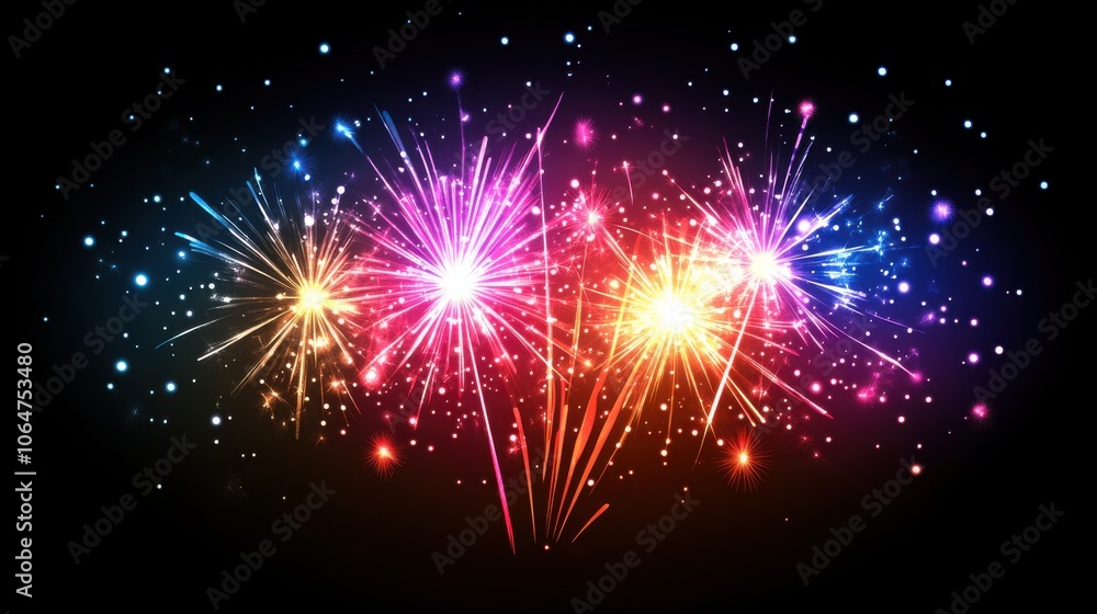 Fototapeta premium Vibrant Fireworks Display in Night Sky