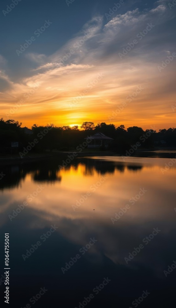 a lake with a sunset in the background a lake with a sunset in the background