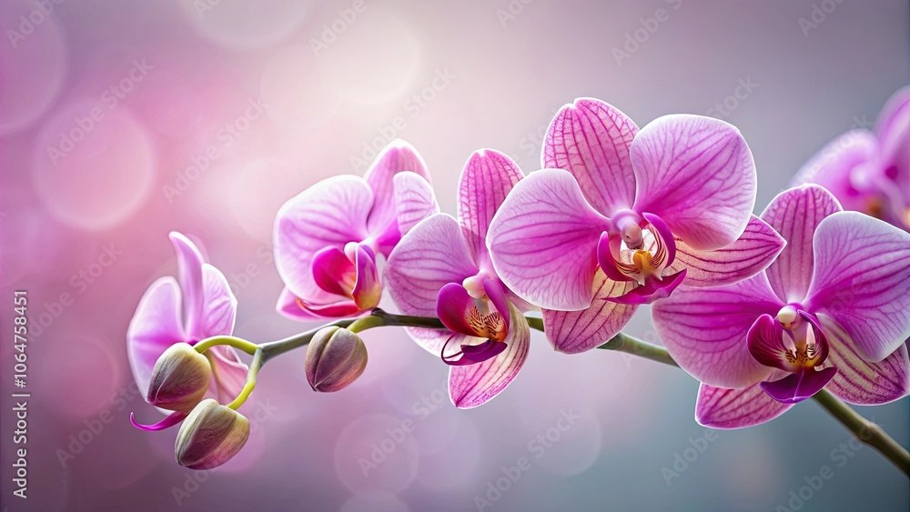 Obraz premium Botanical of a closeup pink orchid flower, orchid, botanical, pink, flower, closeup,nature, vibrant, colorful, exotic, tropical