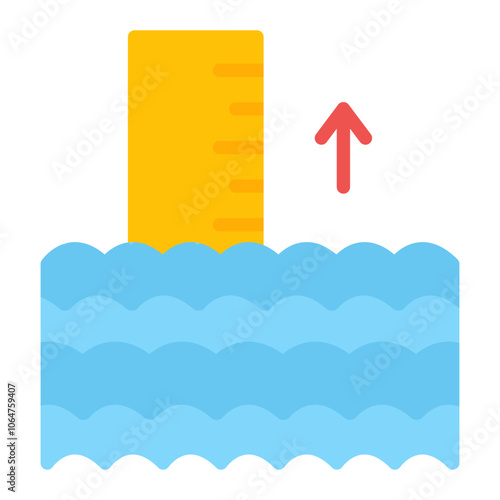 Sea Level Rise icon vector image. Can be used for Global Warming.