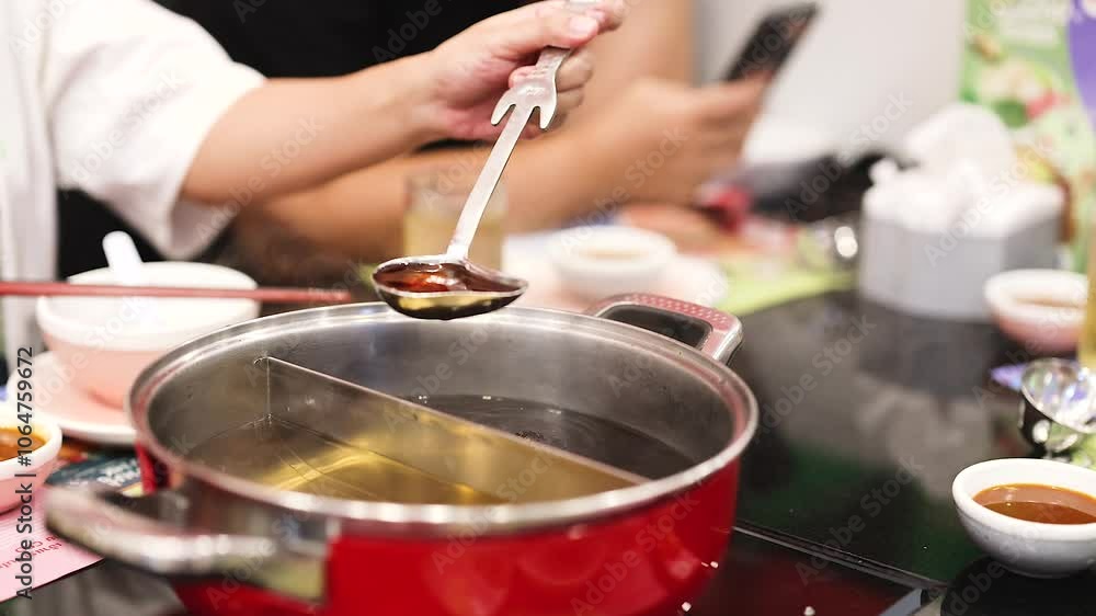 Preparing Hotpot Soup in Bangkok Preparing Hotpot Soup in Bangkok
