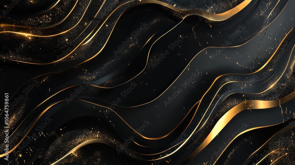 Elegant Black and Gold Abstract Waves Background Elegant Black and Gold Abstract Waves Background