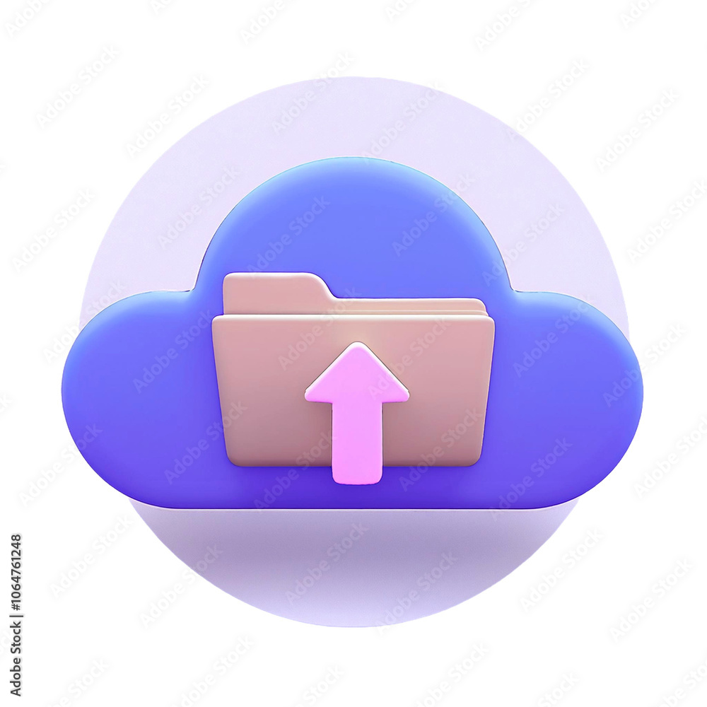 upload symbol and folder cloud. 3d vector icon Cartoon minimal style upload symbol and folder cloud. 3d vector icon Cartoon minimal style