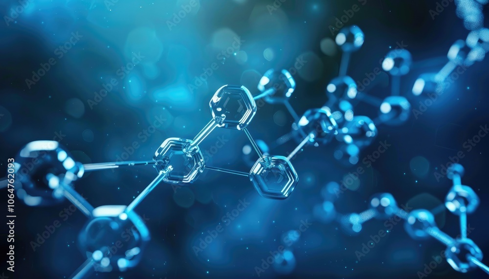 Abstract Molecular Structure with Glowing Blue Hexagon Nodes Abstract Molecular Structure with Glowing Blue Hexagon Nodes