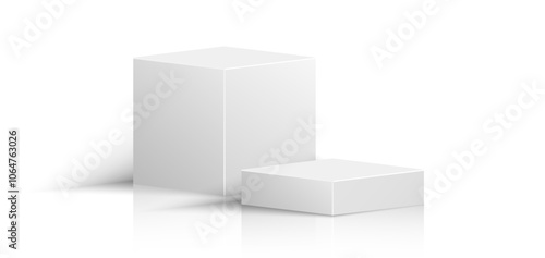 Fotografie White matte 3D box or podium. Stand, step, pedestal.