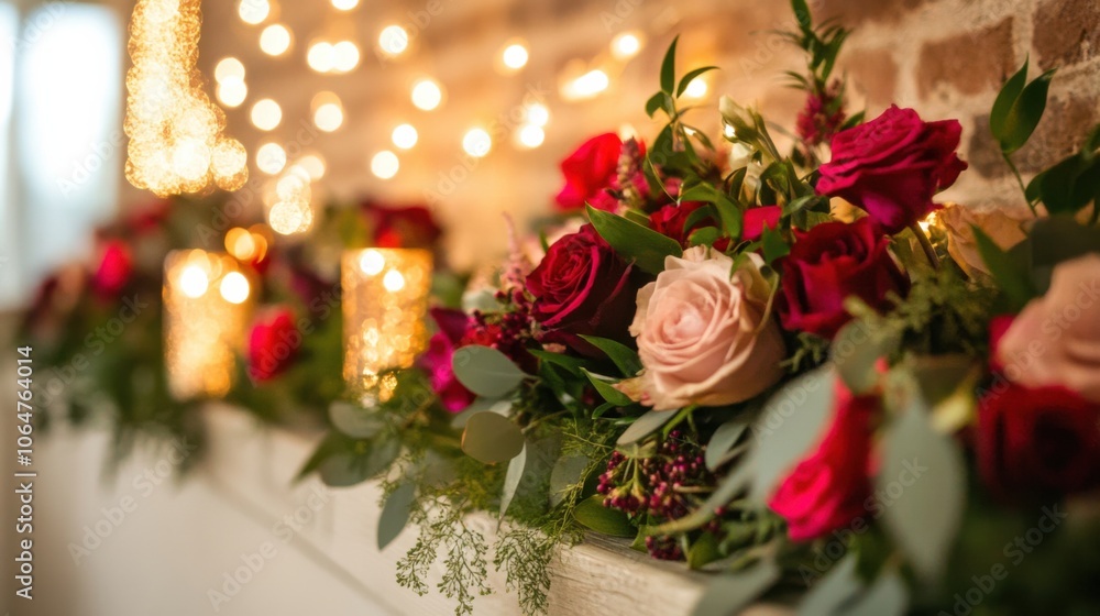 Elegant Rose Arrangement with Ambient Lighting Elegant Rose Arrangement with Ambient Lighting