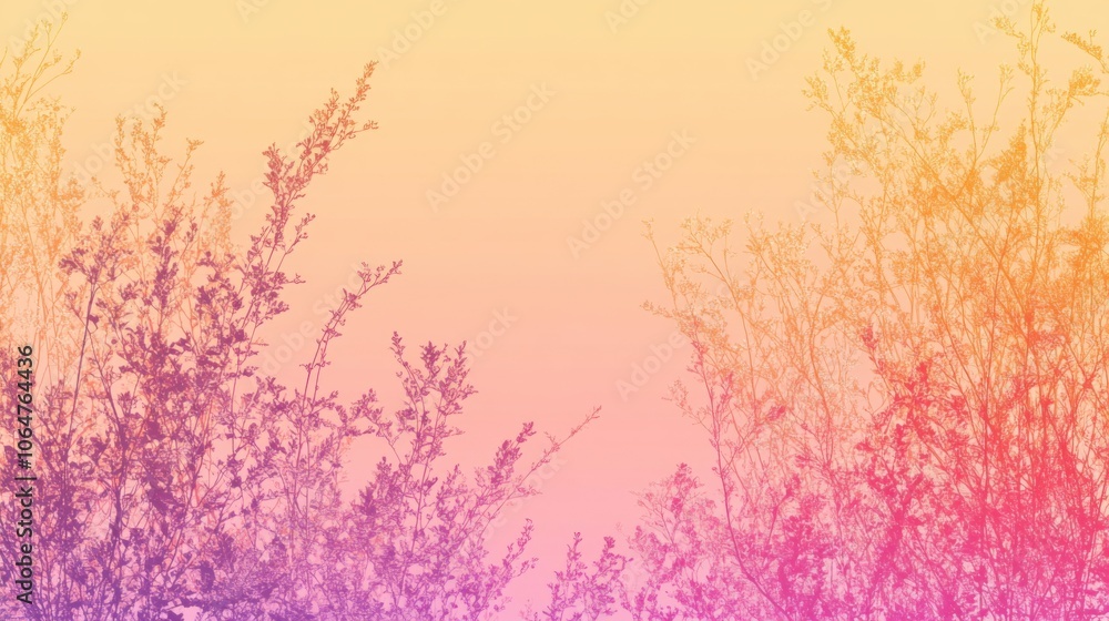 Colorful Gradient Background with Delicate Branches Colorful Gradient Background with Delicate Branches