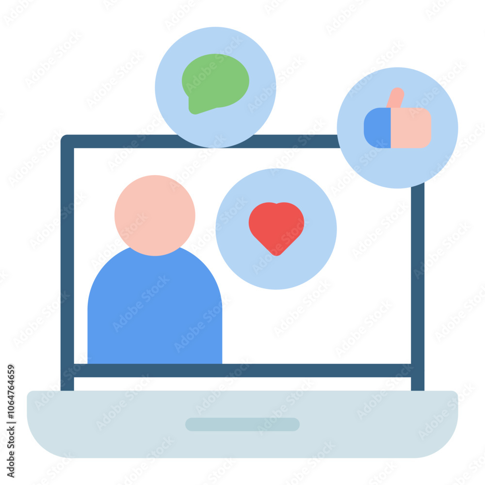 Influencer Engagement icon vector image. Can be used for Video Blog. Influencer Engagement icon vector image. Can be used for Video Blog.