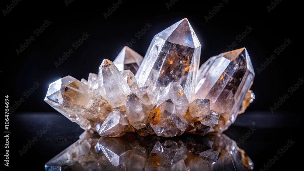 Macro photo of deep quartz against black background, quartz, crystal, mineral, gem, close-up, macro, studio, shiny,geology Macro photo of deep quartz against black background, quartz, crystal, mineral, gem, close-up, macro, studio, shiny,geology