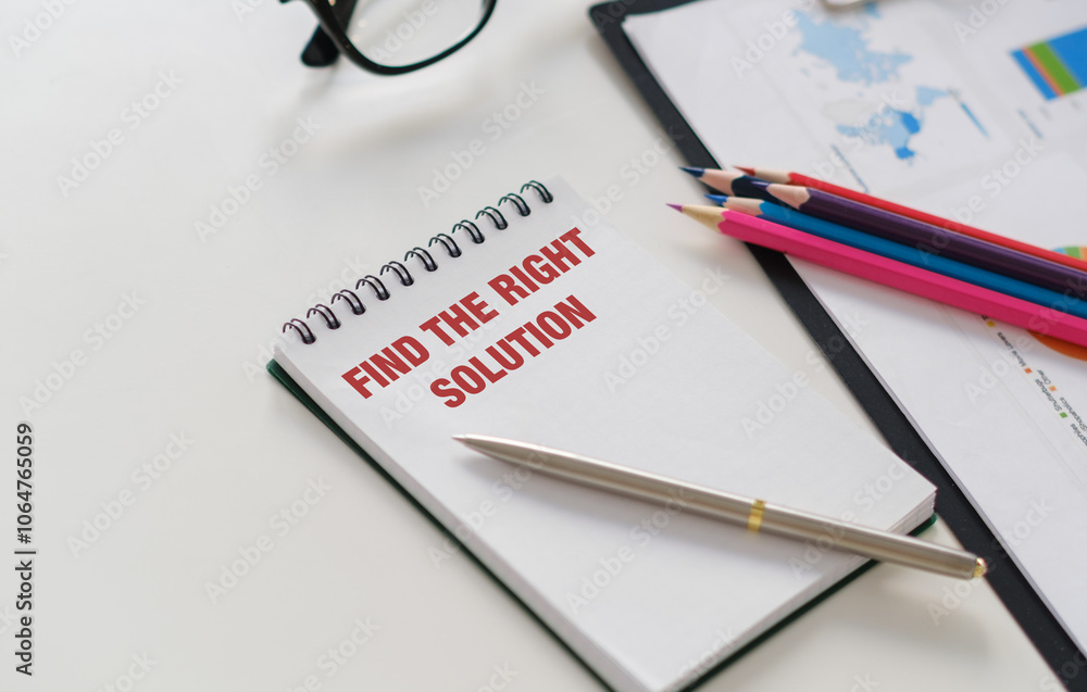 custom made wallpaper toronto digitalA notebook with the words Find the Right Solution written on it. A pen is sitting on top of the notebook.