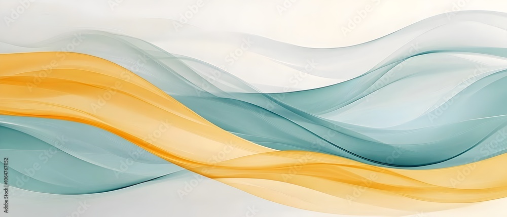 Obraz premium Minimalist Abstract Wave Background in Teal and Yellow