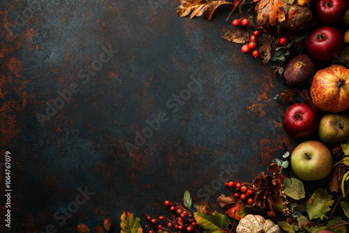 Ripe, red apples nestled in a festive winter arrangement, a perfect holiday treat,Thanksgiving,Generated By Ai photo