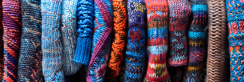 A Medley of Artistic and Cozy Knitted Scarf Patterns Showcasing Various Techniques photo