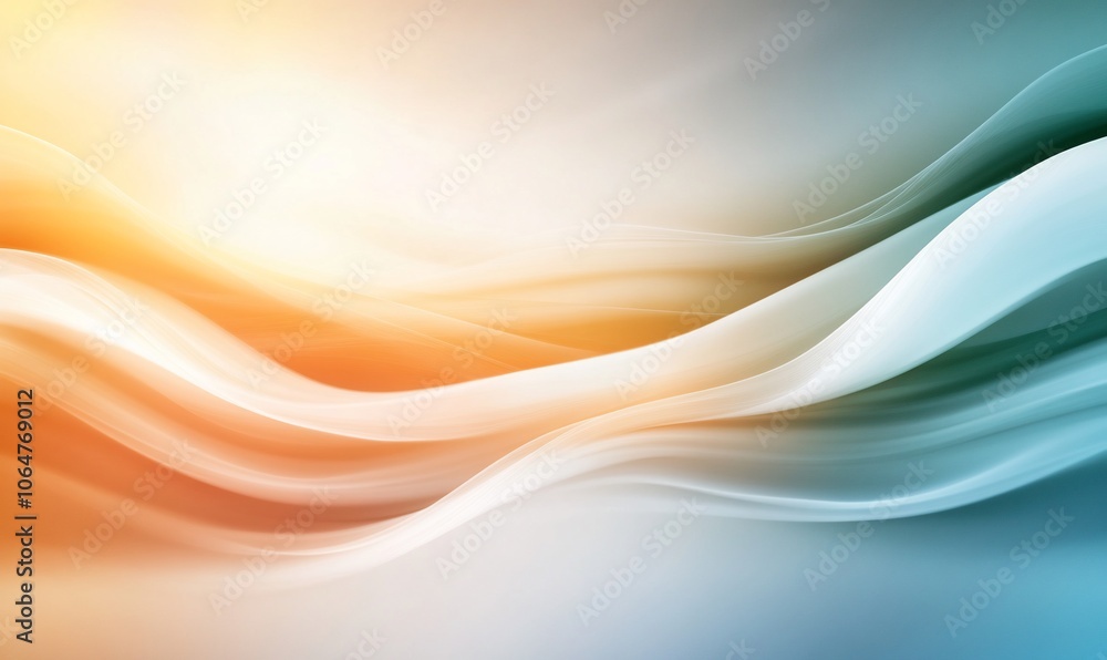Abstract background with flowing, wavy lines in shades of blue, white, and orange. Abstract background with flowing, wavy lines in shades of blue, white, and orange.