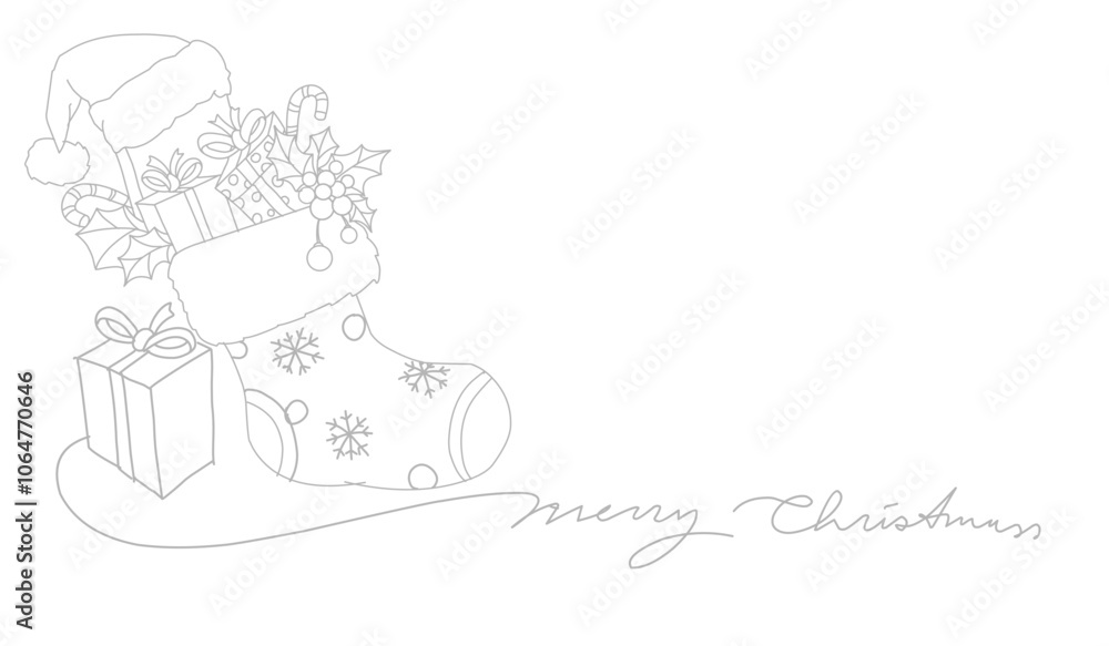 Naklejka premium Christmas sock with gifts