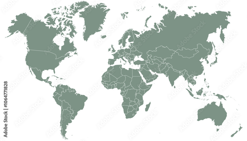 Obraz premium World map. Grey modern vector map. Silhouette map