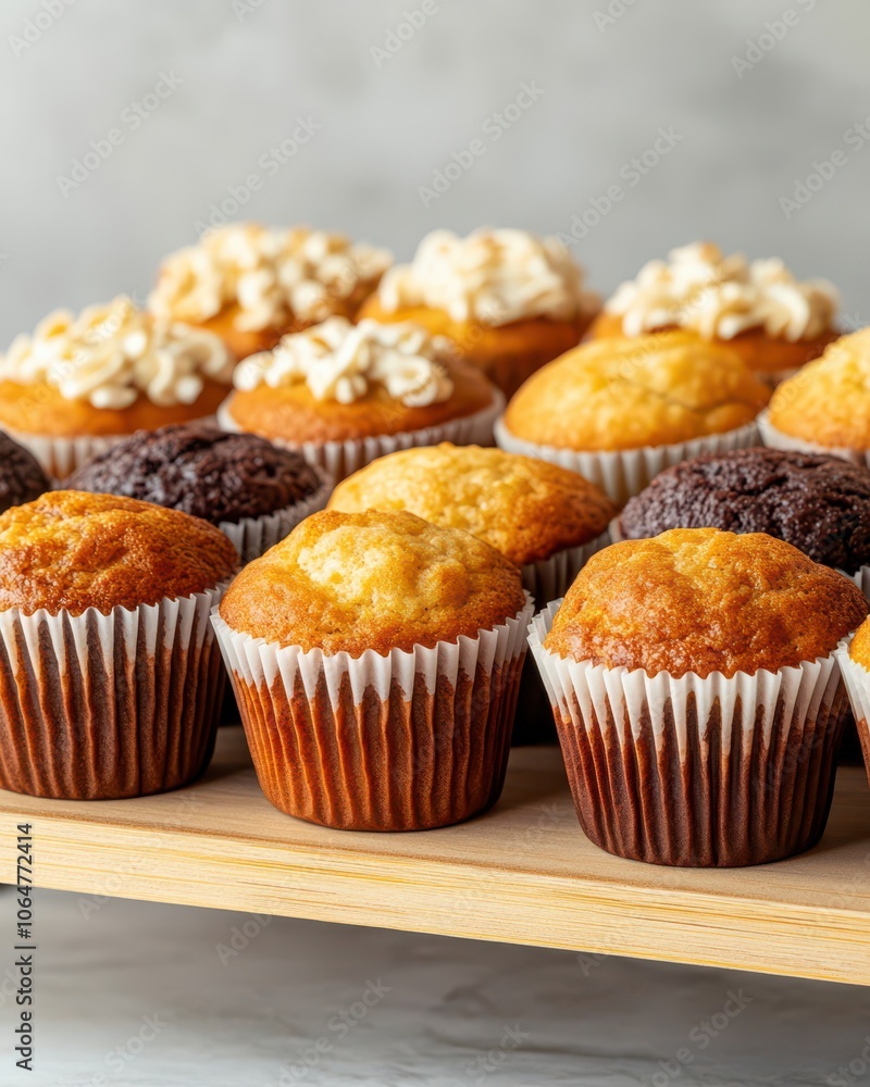 Bakery shelf displaying an assortment of freshly baked goods, including breads, pastries, and desserts. Bakery shelf displaying an assortment of freshly baked goods, including breads, pastries, and desserts.