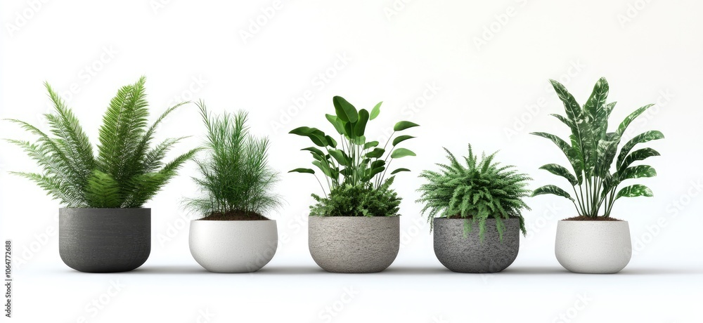 Fototapeta premium A collection of potted plants arranged together on a table