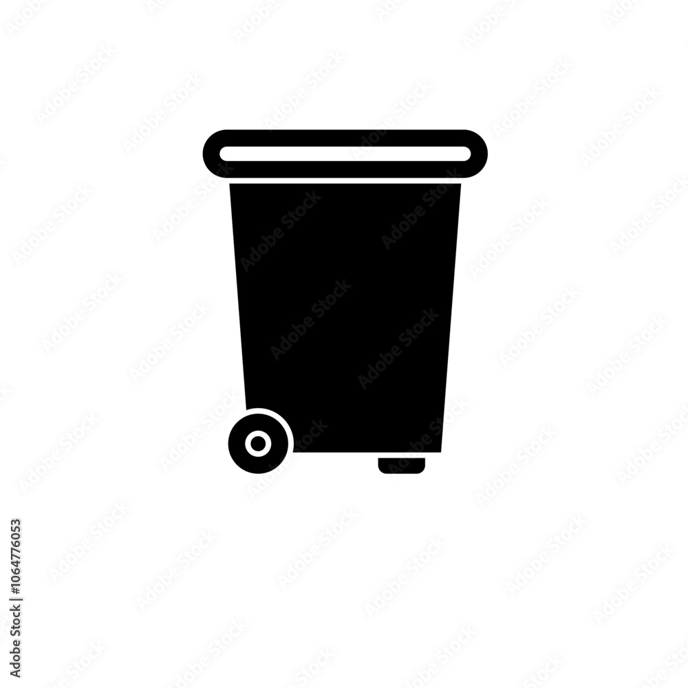 Dumpster, Plastic Tank for Trash Solid Flat Vector Icon Isolated on White Background. Dumpster, Plastic Tank for Trash Solid Flat Vector Icon Isolated on White Background.