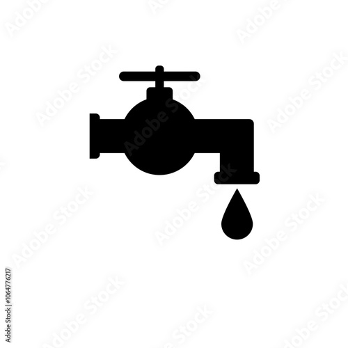 Kitchen Faucet, Water Tap Solid Flat Vector Icon Isolated on White Background.