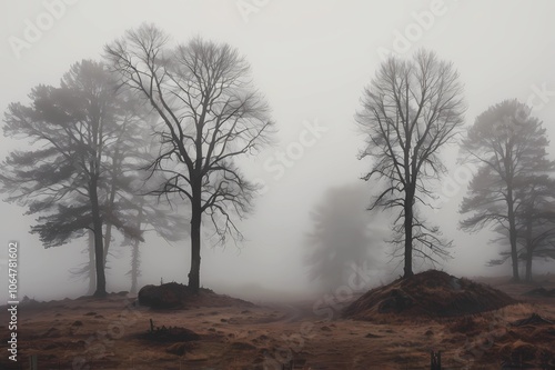 A  sunlight foggy scene with nature in the background