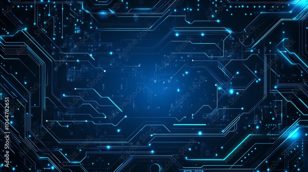 A digital abstract background featuring circuit patterns and glowing blue elements, ideal for tech themes. A digital abstract background featuring circuit patterns and glowing blue elements, ideal for tech themes.