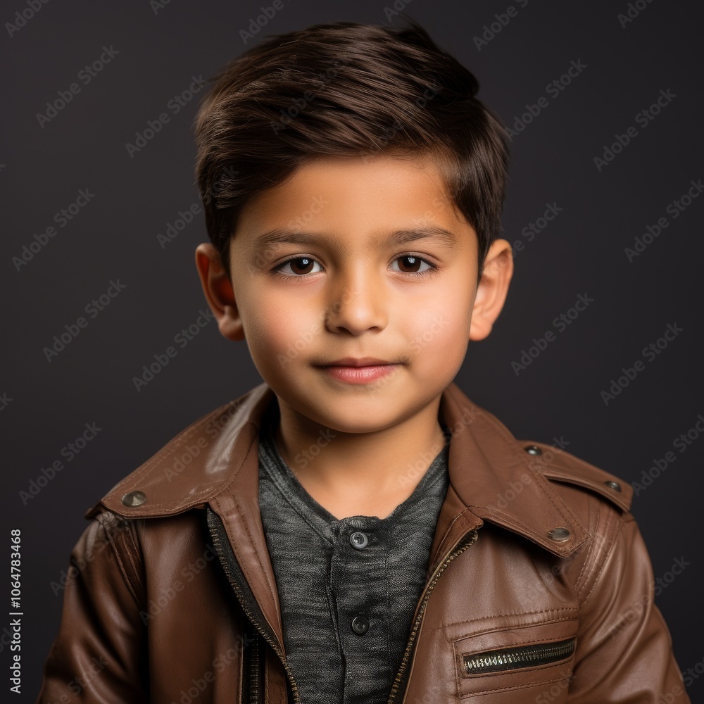 Bolivian boy in casual outfit studio headshot with vibrant background Bolivian boy in casual outfit studio headshot with vibrant background