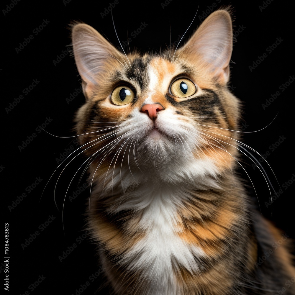 Playful Cat with Whimsical Look in Front of a Dynamic Studio Background Playful Cat with Whimsical Look in Front of a Dynamic Studio Background