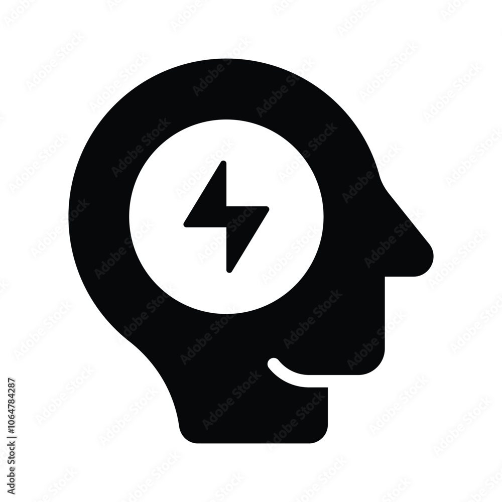 A head with a lightning bolt, symbolizing innovative thinking A head with a lightning bolt, symbolizing innovative thinking