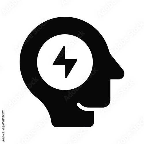 A head with a lightning bolt, symbolizing innovative thinking