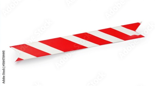 Red and white construction ribbon with striped pattern, isolated on white, symbolizing hazard or restricted areas