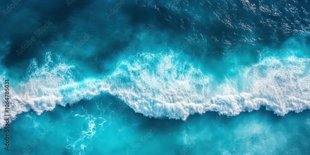 Obraz premium surface waves on the beach, Blue sea surface, water wave surface, blue water wave, top view