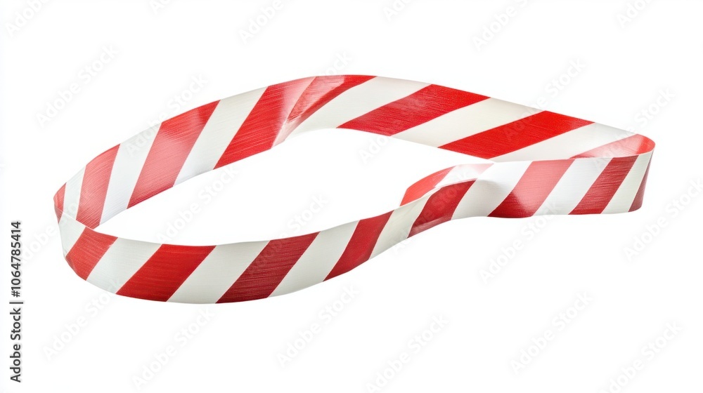 Red and white hazard tape with strong alternating stripes, isolated on a white background Red and white hazard tape with strong alternating stripes, isolated on a white background