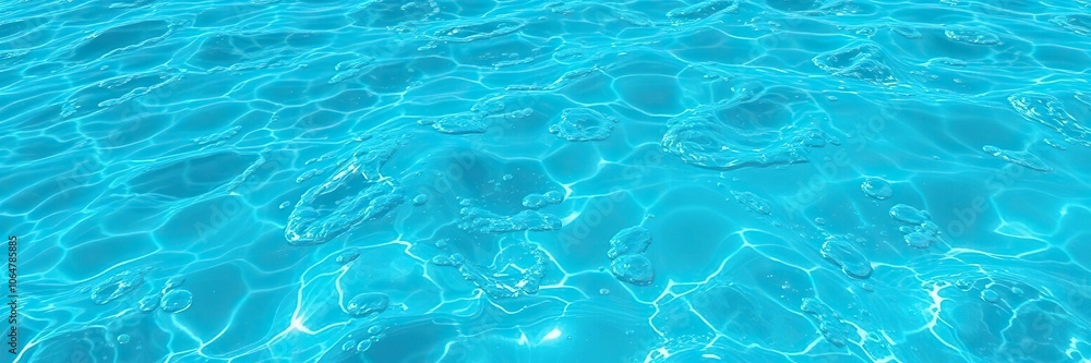 Crystal clear blue water with gentle waves on a wide, natural landscape panorama, surrounded by bubbles rising to the surface, ocean views, bubble effect Crystal clear blue water with gentle waves on a wide, natural landscape panorama, surrounded by bubbles rising to the surface, ocean views, bubble effect