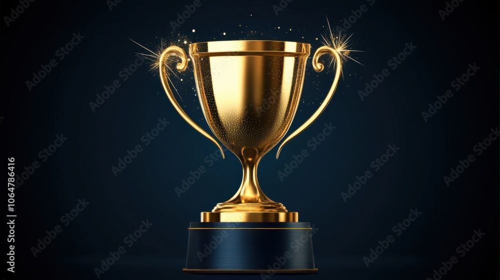 Fototapeta premium Elegant Golden Trophy on Dark Background
