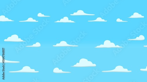 A blue sky with many clouds. Cartoon Clouds blue background