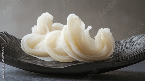 Delicately interwoven Japanese somen noodles, adorned with intricate braids, present a visually stunning spectacle. 
