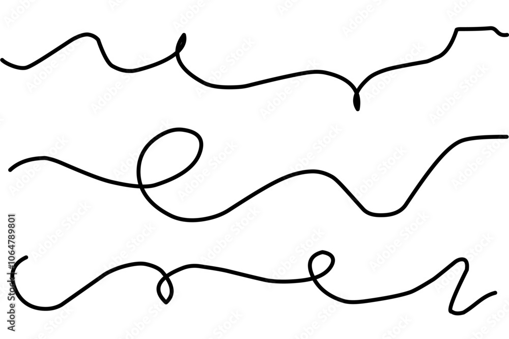 wavy line illustration with curvy abstract squiggles in a psychedelic wiggle design. curly line set wavy line illustration with curvy abstract squiggles in a psychedelic wiggle design. curly line set