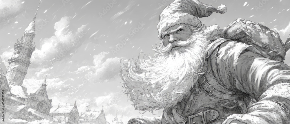 The atmosphere of Saint Nicholas Day is filled with joy and celebration as a jolly figure embraces the spirit of giving amidst a snowy background The atmosphere of Saint Nicholas Day is filled with joy and celebration as a jolly figure embraces the spirit of giving amidst a snowy background