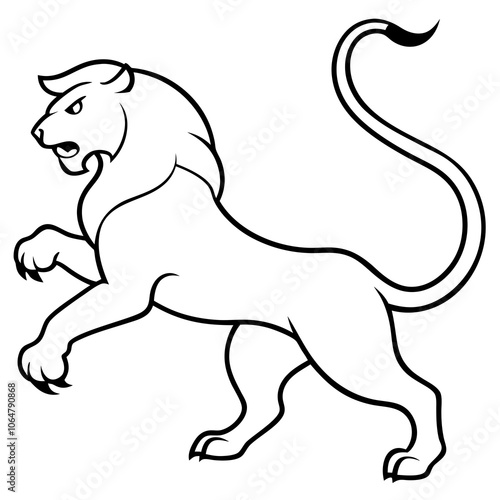 Powerful Lion Line Art Vector.