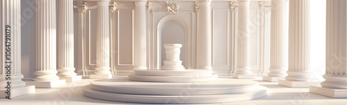 Background podium column 3d roman luxury greek white ancient display product classic. Podium platform background column pillar stage minimal stand beauty design greece render scene plant cosmetic rome