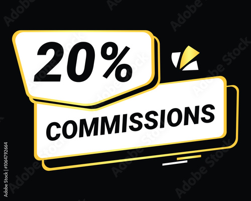 20% Commission symbol | 20% Badge | White commission symbol 
